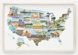 USA Watercolor Map, Watercolor US States Painting, US Map with State paintings, US Traveler Gift - Emilie Taylor Art