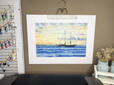 Viridian Voyage Original Painting Mated to size 18x24 Emilie Taylor Art