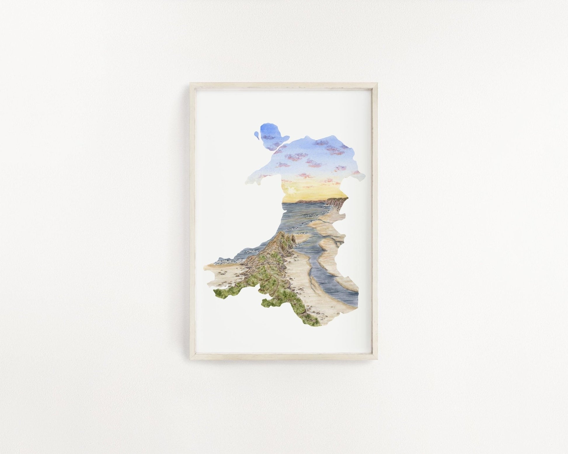 Wales Watercolor Print, Wales Art, Wales Painting, Three Cliffs Bay, wales Gift, Wales Souvenir, United Kingdom Art Emilie Taylor Art