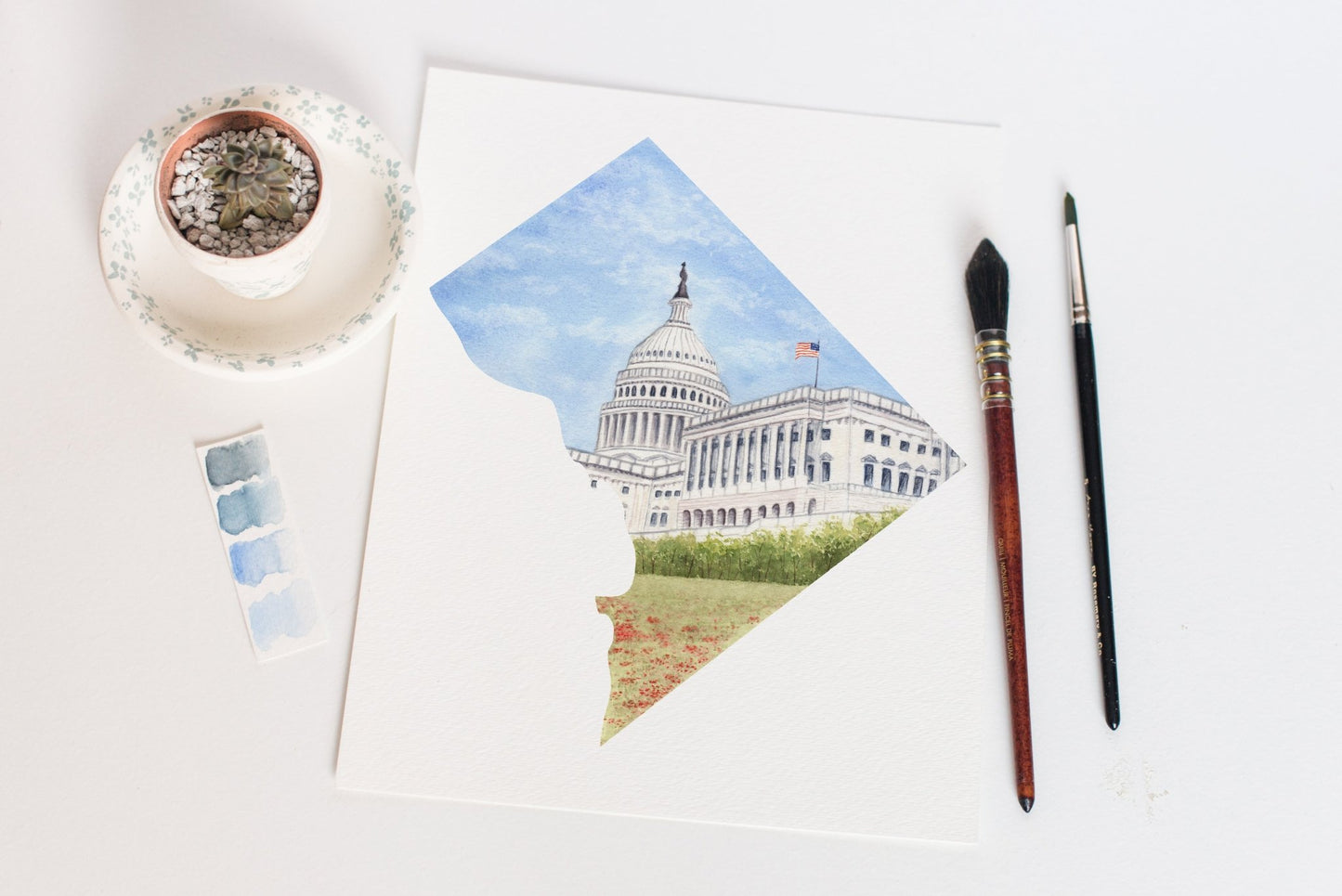Washington DC Watercolor Print, DC Painting, DC Capital Building, Washington DC Art Print Emilie Taylor Art