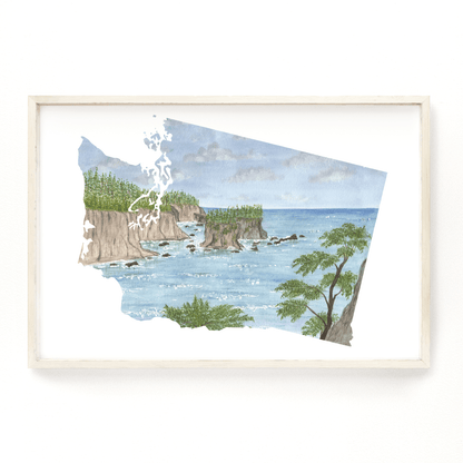 Washington Olympic National Park, Hoh Rainforest, Watercolor Print Emilie Taylor Art