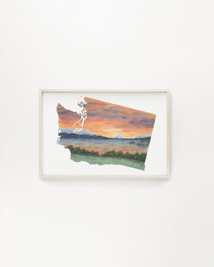 Washington Olympic National Park, Hoh Rainforest, Watercolor Print Emilie Taylor Art