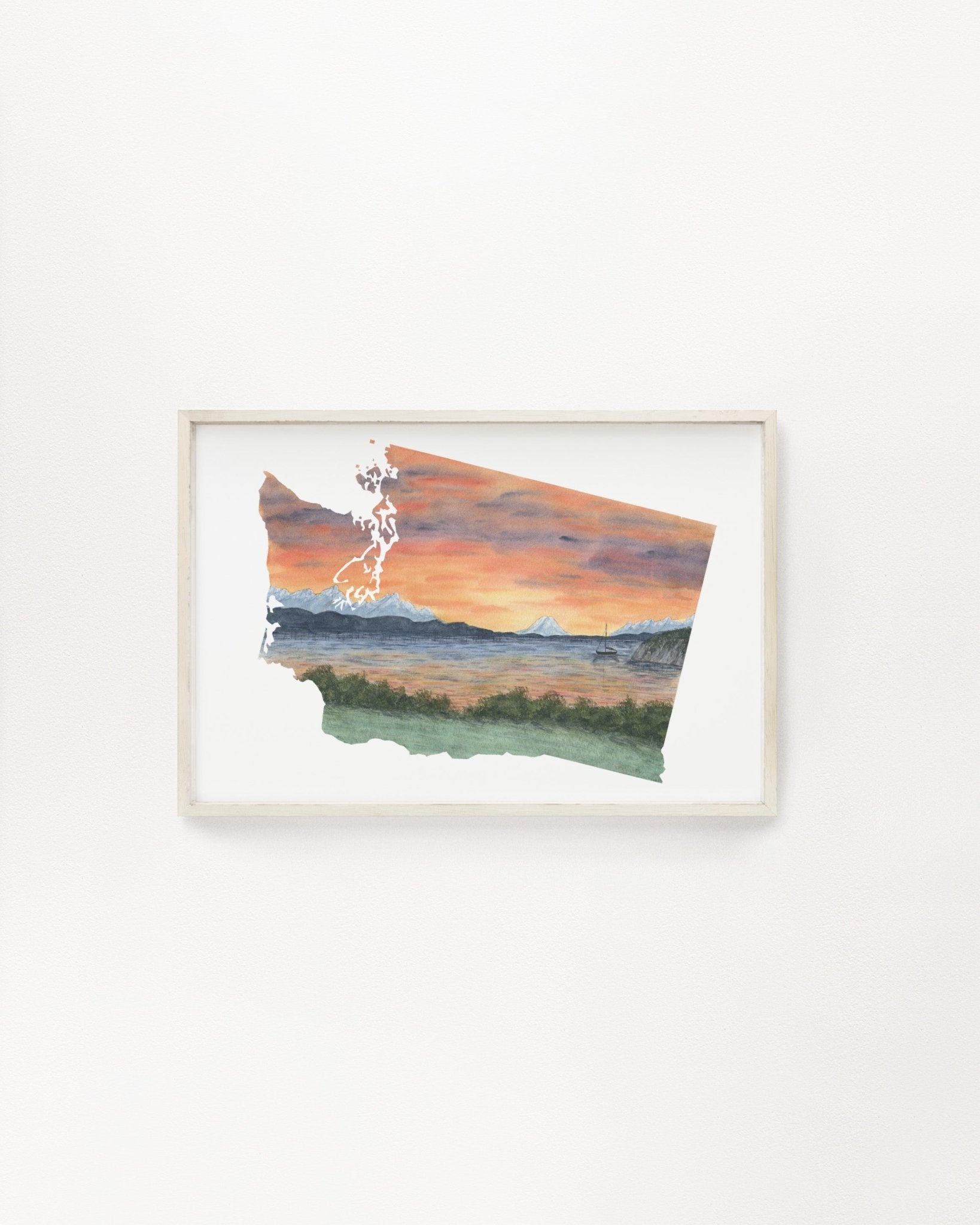 Washington Watercolor Print, Washington State Art, Washington Painting, Washington Map Print Emilie Taylor Art