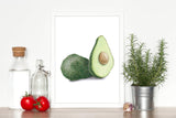 Watercolor Avocado Painting, Kitchen Art, Avocado Print, Emilie Taylor Art