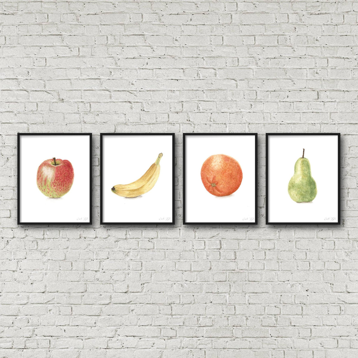 Watercolor Banana Painting, Kitchen Fruit Art, Fruit Painting, Realistic Food Art, Watercolor Fruit Emilie Taylor Art