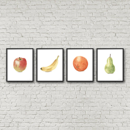Watercolor Banana Painting, Kitchen Fruit Art, Fruit Painting, Realistic Food Art, Watercolor Fruit Emilie Taylor Art