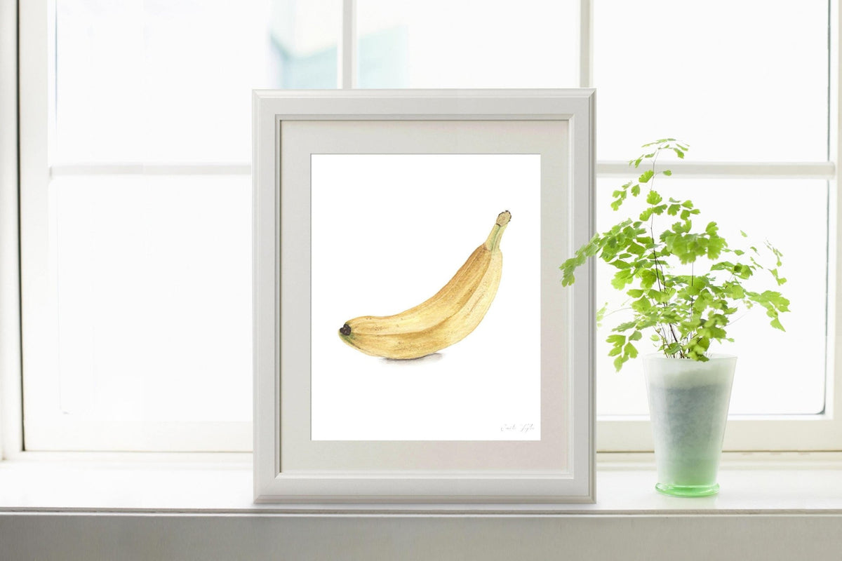 Watercolor Banana Painting, Kitchen Fruit Art, Fruit Painting, Realistic Food Art, Watercolor Fruit Emilie Taylor Art