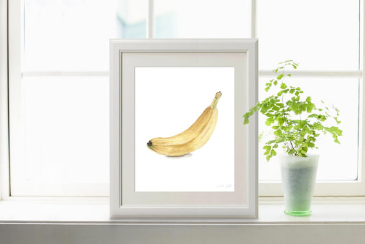 Watercolor Banana Painting, Kitchen Fruit Art, Fruit Painting, Realistic Food Art, Watercolor Fruit Emilie Taylor Art