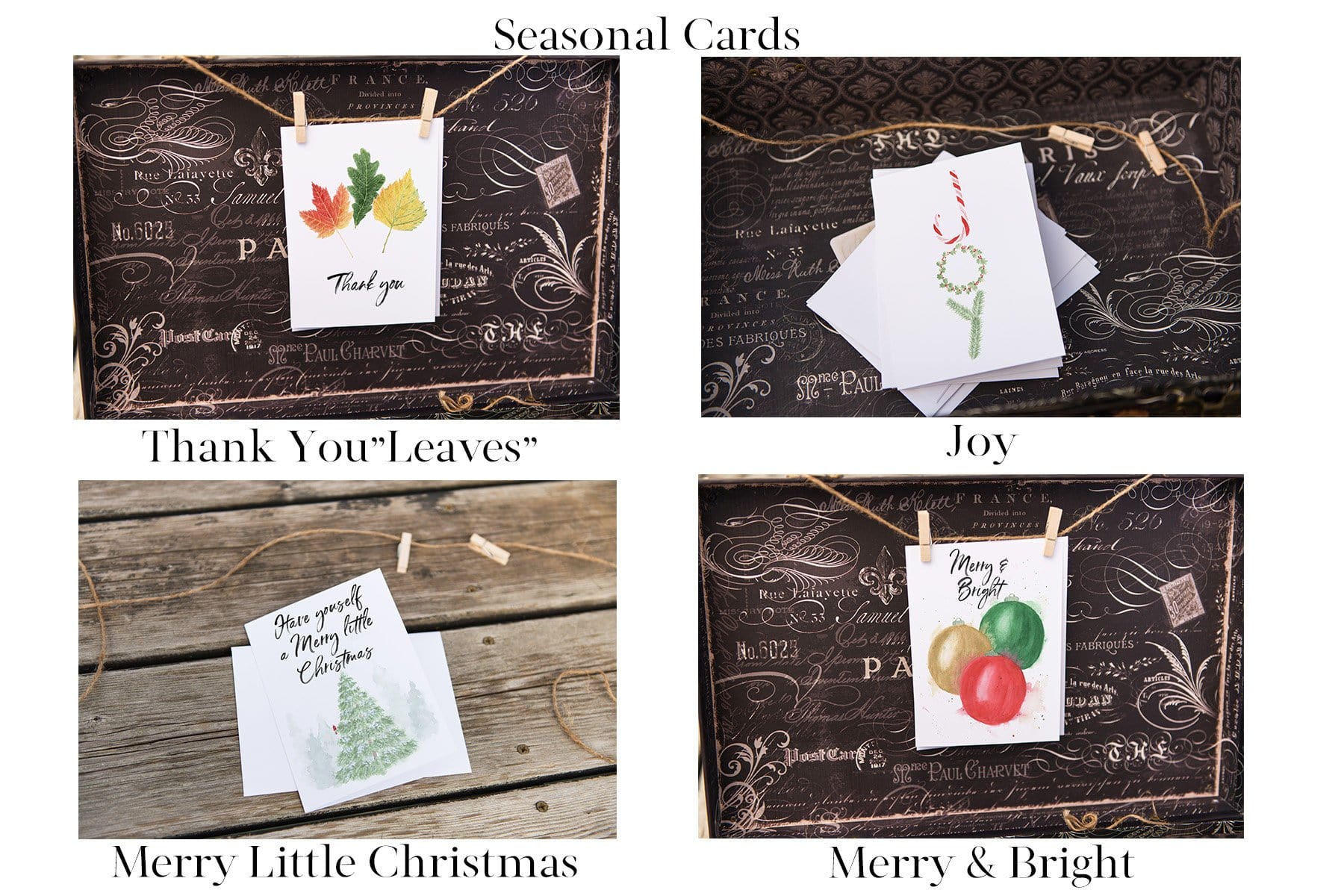 Watercolor Christmas Card, JOY card, Christmas Joy Greeting Card, Holiday Greeting Card Emilie Taylor Art