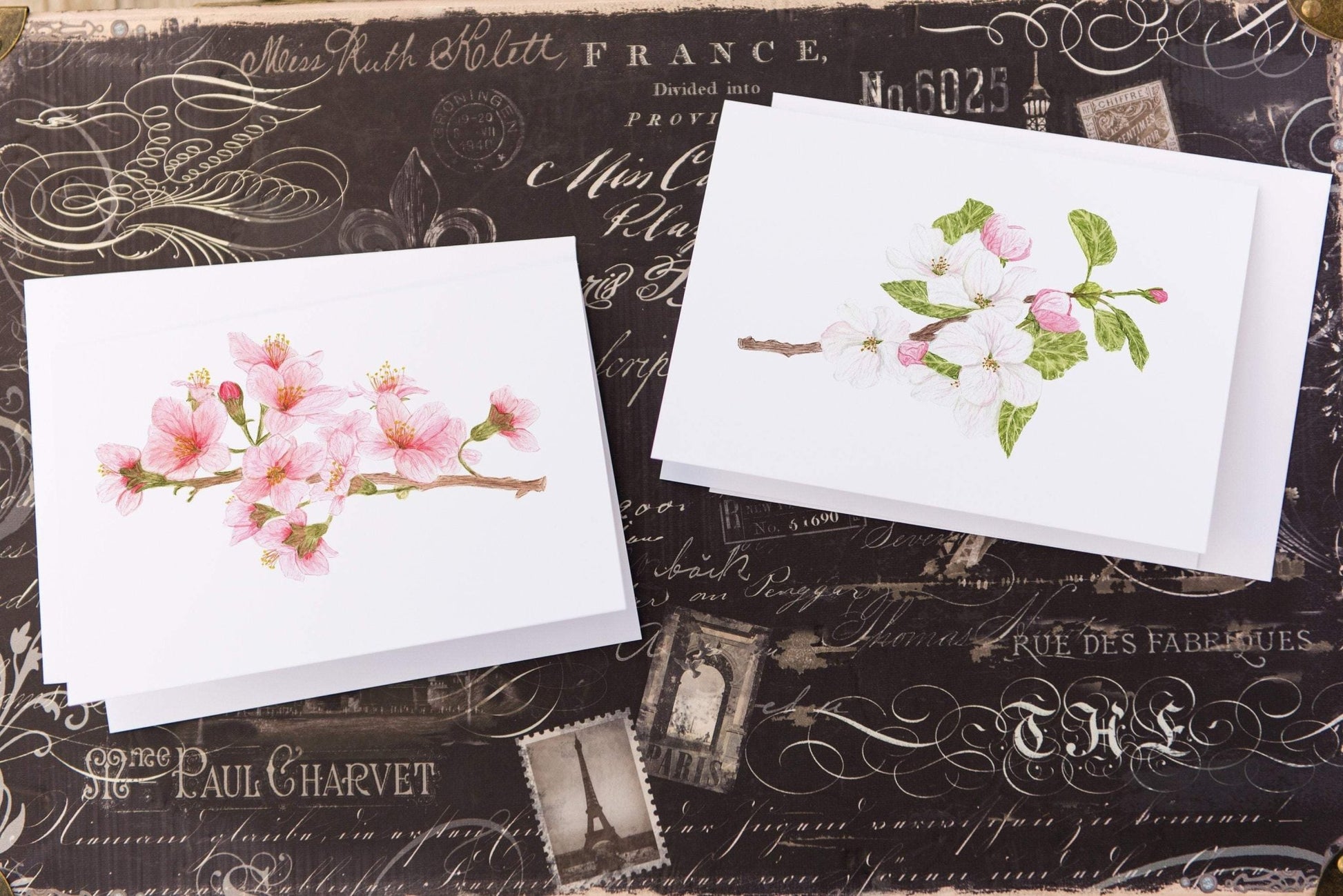 Watercolor Greeting Card, Flower Card, Pink Floral Card, Bridal Shower Card, Cherry blossom card Emilie Taylor Art