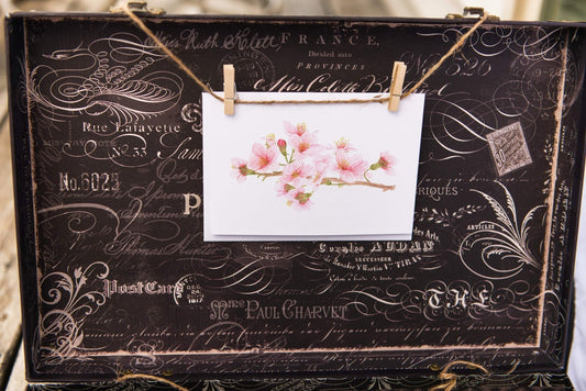 Watercolor Greeting Card, Flower Card, Pink Floral Card, Bridal Shower Card, Cherry blossom card Emilie Taylor Art