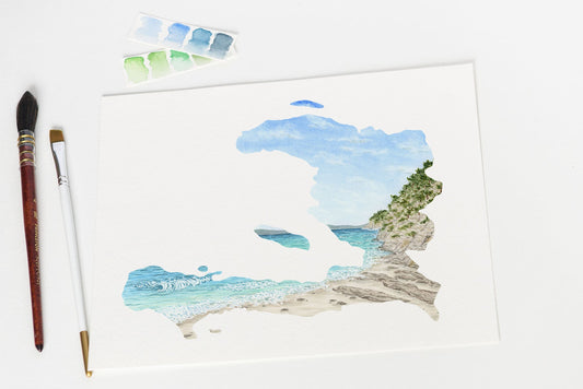 Watercolor Haiti Painting, Haiti Print, Haiti Artwork, Country of Haiti Emilie Taylor Art