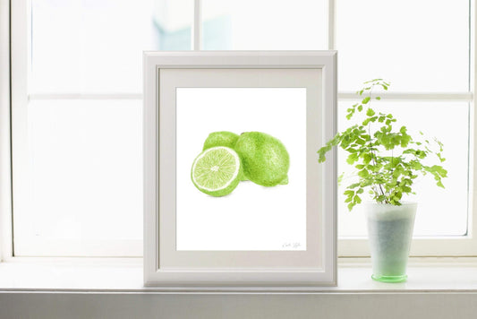 Watercolor Lime Print, Lime Painting, Dining Room Decor, Fruit Print, Fruit Art, Watercolor Lime Emilie Taylor Art
