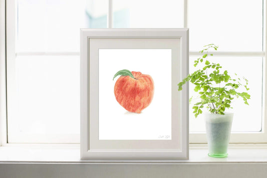 Watercolor Peach Print, Kitchen Art, Fruit Print, Peach art, Fruit Art, Watercolor peach painting Emilie Taylor Art
