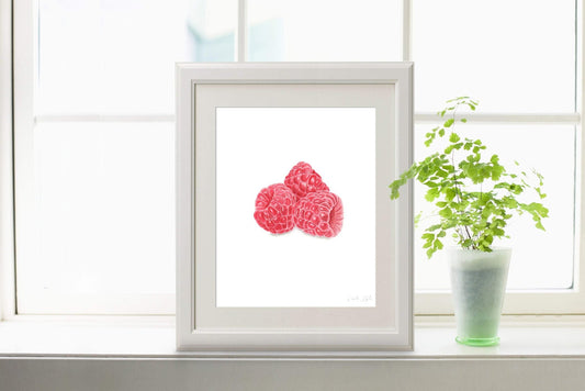Watercolor Raspberry Painting, Kitchen Art, Fruit Painting, Fruit print, Watercolor Raspberry art Emilie Taylor Art