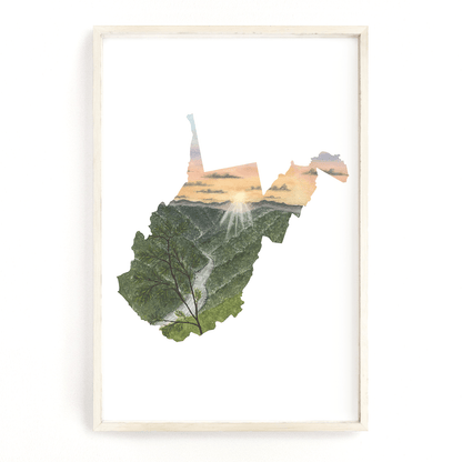 West Virginia New River Gorge National Park Watercolor Print, West Virginia State Emilie Taylor Art