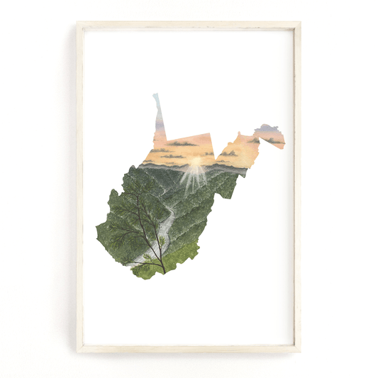 West Virginia New River Gorge National Park Watercolor Print, West Virginia State Emilie Taylor Art