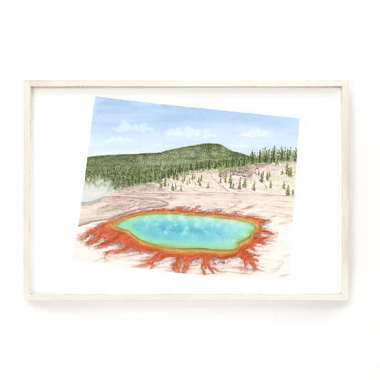 Wyoming Watercolor Print, Wyoming State Art, State Art, WY Map, Wyoming Art Print Emilie Taylor Art
