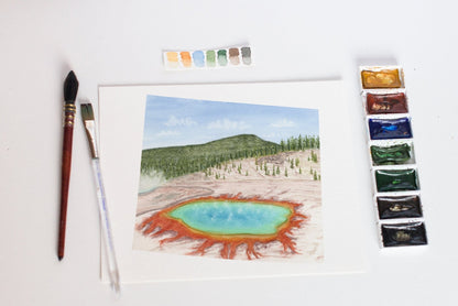 Wyoming Watercolor Print, Wyoming State Art, State Art, WY Map, Wyoming Art Print Emilie Taylor Art